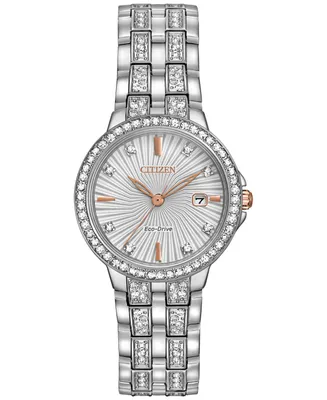 Citizen Women's Eco-Drive Crystal Accent Stainless Steel Bracelet Watch 28mm EW2340