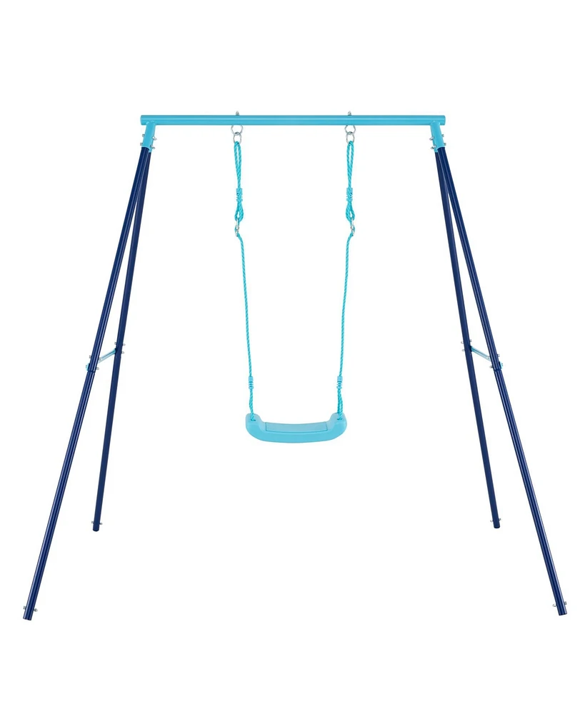 Slickblue Kids Outdoor Heavy Duty Metal Swing Set with Stand