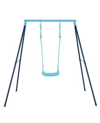 Slickblue Kids Outdoor Heavy Duty Metal Swing Set with Stand