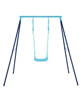 Slickblue Kids Outdoor Heavy Duty Metal Swing Set with Stand