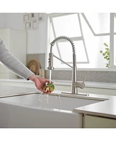 Single-Handle Pull-Down Sprayer 2 Spray High Arc Kitchen Faucet With Deck Plate