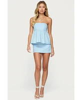 Edikted Women's Avalai Linen Look Strapless Babydoll Top