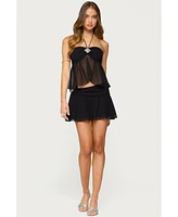 Edikted Women's Jettie Asymmetric Chiffon Mini Skirt