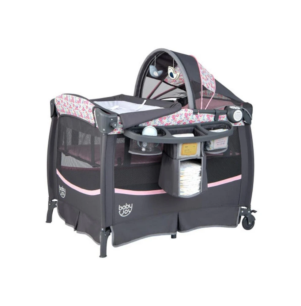 Slickblue Toddler 3-in-1 Portable Playard with Storage Rack and Carry Bag