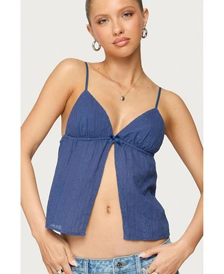 Edikted Women's Otis Eyelet Split Front Tank Top