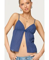 Edikted Women's Otis Eyelet Split Front Tank Top