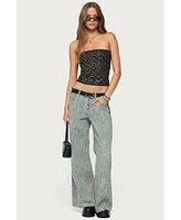 Edikted Women's Blanco Studded Grommet Tube Top