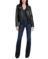 Guess Women's Asymmetric Belted Leather Moto Jacket