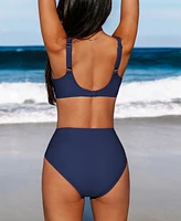 Cupshe Women's Underwire Adjustable Straps Ruched Bikini Sets