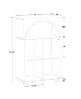Sourcing Solutions Arched 23" Solid Wood 4 Cubby Entryway Shoe Rack Storage Organizer Cabinet