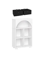 Sourcing Solutions Arched 23" Solid Wood 4 Cubby Entryway Shoe Rack Storage Organizer Cabinet