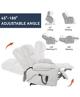 Dual Motor Infinite Position Up to 350 Lbs Chenille Power Lift Recliner Chair with 8-Point Vibration Massage and Lumbar Heating Dual Cup Holders