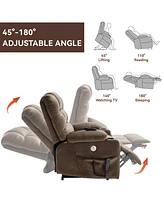 Dual Motor Infinite Position Up to 350 Lbs Chenille Power Lift Recliner Chair with 8-Point Vibration Massage and Lumbar Heating Dual Cup Holders