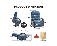 Power Chenille Lift Recliner Chair Dual Motor Infinite Position Up to 350 Lbs with Solid Wood Armrests, Heat Massage and Heavy Duty Motion Mechanism