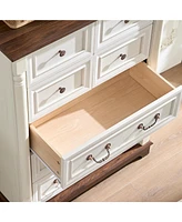 7 Drawer Bathrooom Cabinet Chest with Wooden Base and Riser Trim