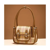 Women's The Tartan Shoulder Bag - Tan Brown & Yellow Ochre