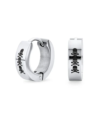 Bling Jewelry Biker Jewelry Small Halloween Skull Hoop Kpop Huggie Earrings Stainless Steel