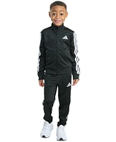adidas Toddler & Little Boys Tricot Long-Sleeve Essential 3-Stripe Track Jacket Pants, 2 Piece Set