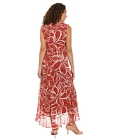 London Times Petite Floral-Print Ruffled Maxi Dress