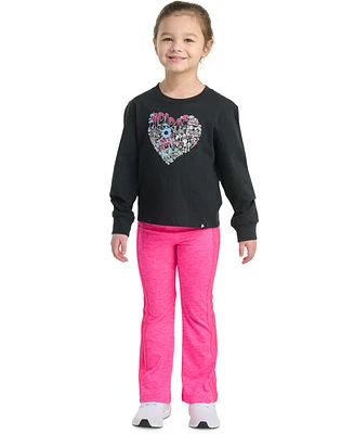 adidas Toddler & Little Girls Long-Sleeve Graphic T-Shirt Flare Pants, 2 Piece Set