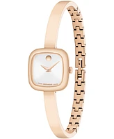 Movado Women's Museum Cushion Swiss Quartz Rose Pvd Bangle Watch, 21.50mm