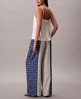 Calvin Klein Women's Printed Twill Wide-Leg Pants