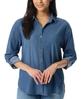 Gloria Vanderbilt Women's Amanda Roll-Tab-Sleeve Button-Front Shirt