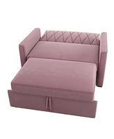 Gold Sparrow 51" Velvet Riverside Convertible Loveseat Bed, Created for Macy's