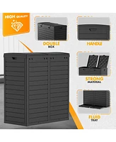 Mondawe 62 Gal Outdoor Resin Trash Bins with Dual Compartment,Lid and Drip Tray
