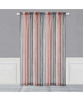 Kate Aurora 1 Piece Crushed Faux Satin Silver & Blush Rose Pink Ombre Window Curtain Panel