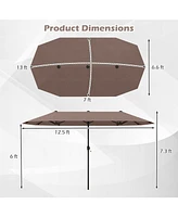 Gymax 13 Ft Double-sided Patio Umbrella Outdoor Large Twin