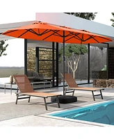 Gymax 13FT Double-sided Patio Umbrella w/ Crank Handle Base Safety Lock