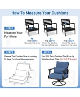 Aoodor 24'' x Outdoor Deep Seat Chair Cushion Set, Olefin Fabric Slipcovers with Sponge Foam (Set of 2 Seats, Backs, Lumbar Pillows)