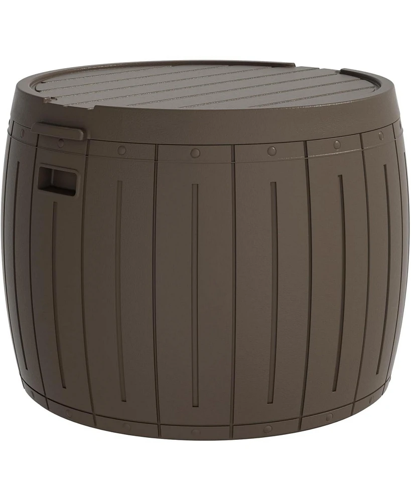 Mondawe 48 Gallon Round Resin Outdoor Storage Sturdy Deck Box