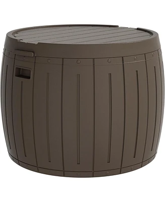 Mondawe 48 Gallon Round Resin Outdoor Storage Sturdy Deck Box