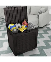 31 Gal Rattan Deck Boxes for Outdoor Storage with Side Handles