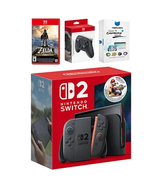 Nintendo Switch 2 + Mario Kart World Bundle with Zelda Breath of the Wild, Pro Controller and MightySkins Code Bundle