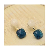 Sohi Women's Blue Stone Drop Earrings