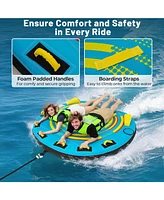 3-Person Inflatable Boat Tube Towable Platform with Double Valves