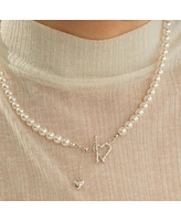 Bearfruit Jewelry Sterling Silver Amelie Simulated Pearl Heart Dangle Necklace