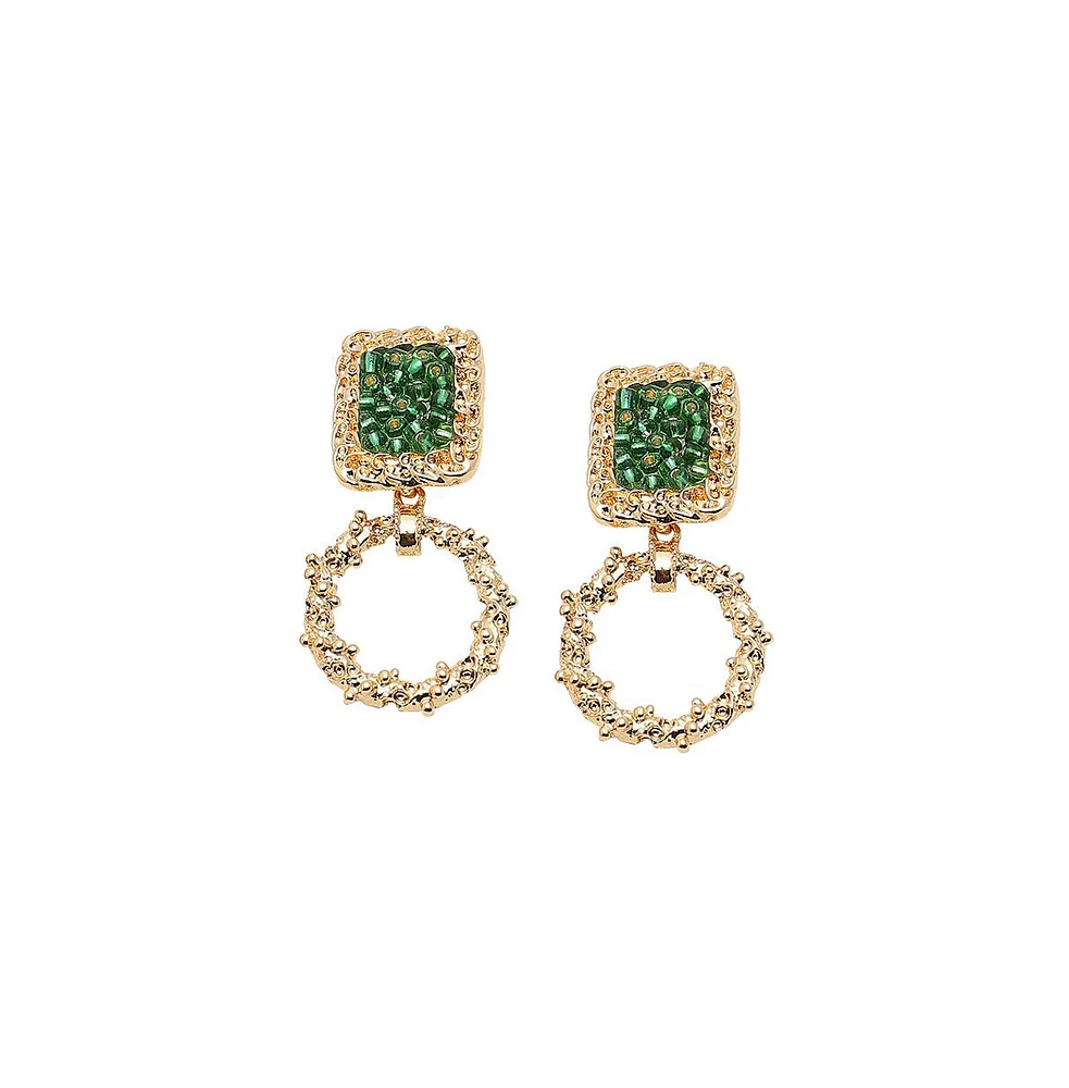 Sohi Women's Green Circular Drop Earrings