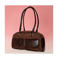 Women's The Utility Suede Shoulder Bag - Mocha Brown