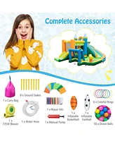 Inflatable Water Slide with Dual Slides and Splash Pool Bounce House with 680W Blower