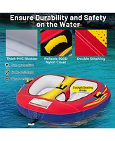 1 or 2 Person Inflatable Towable Tube for Boating with Drainage