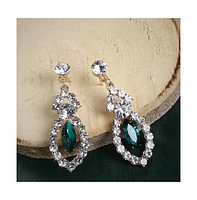 Sohi Women's Silver Dazzling Drop Earrings