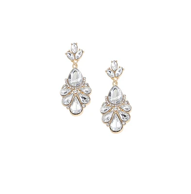 Sohi Women's Silver Teardrop Stack Drop Earrings