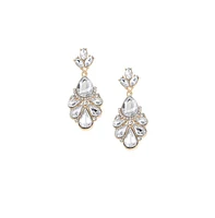 Sohi Women's Silver Teardrop Stack Drop Earrings