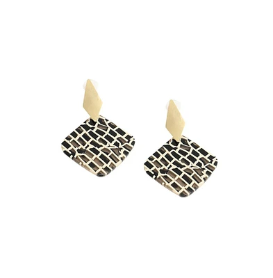 Sohi Women's Black Pavement Drop Earrings