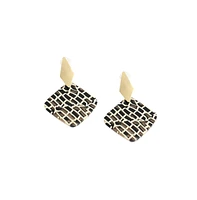 Sohi Women's Black Pavement Drop Earrings