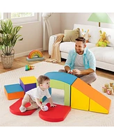 Slickblue Kids 6 Pieces Foam Climbing Blocks Soft Play Climbing with Tunnel